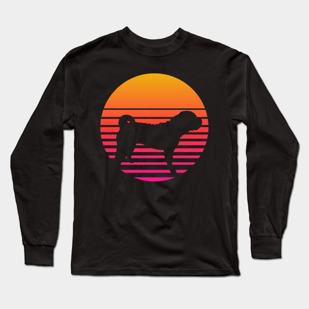 Retro 80s Shar-Pei Sunset Long Sleeve T-Shirt by Geekasms